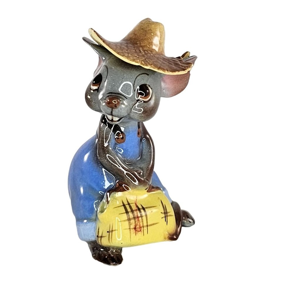 Vintage Hagen Renaker DW Papa Country Mouse Farmer Figurine Rat *AS IS*